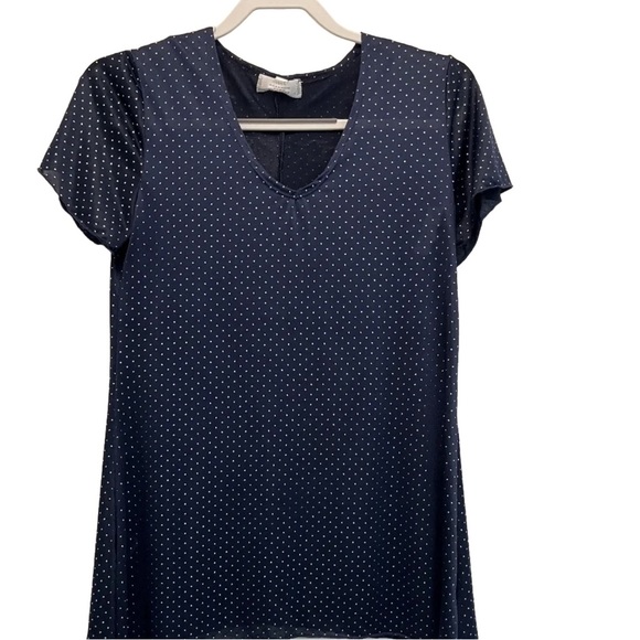 Shannon Ford NY Top - Navy with Silver Embossed Dots - Size Small - EUC - Picture 2 of 8